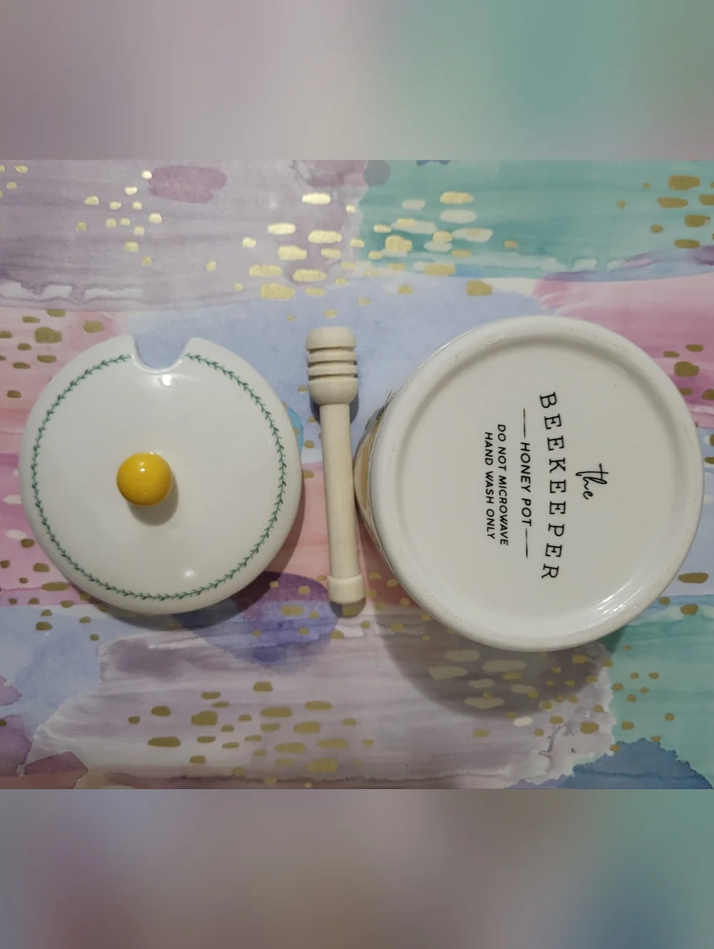 The Beekeeper 'Bee Happy' Honey Pot & Drizzler